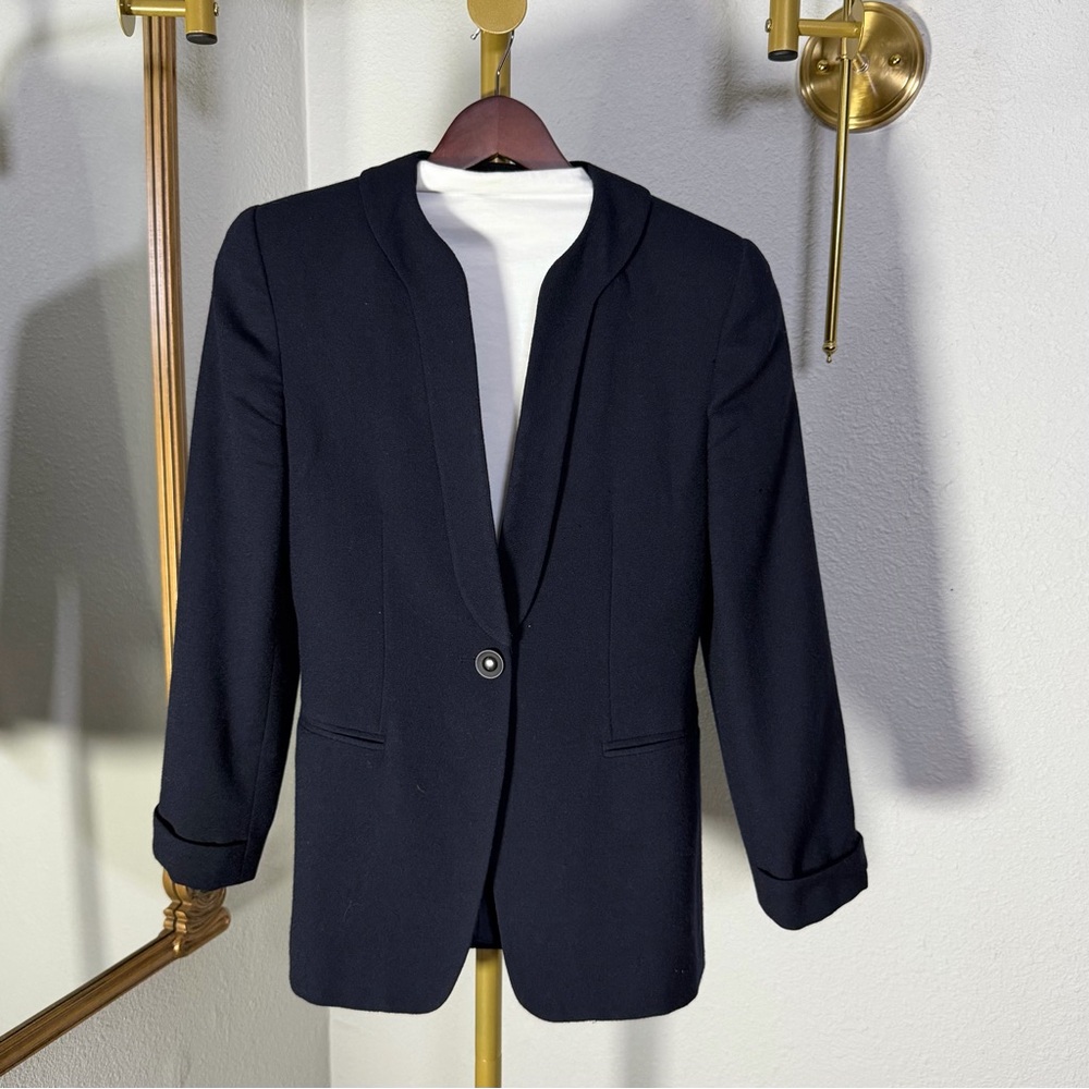 Harve Benard Navy Wool Blazer, Vintage 90s, Petite 4 Career Wear, Dark Blue